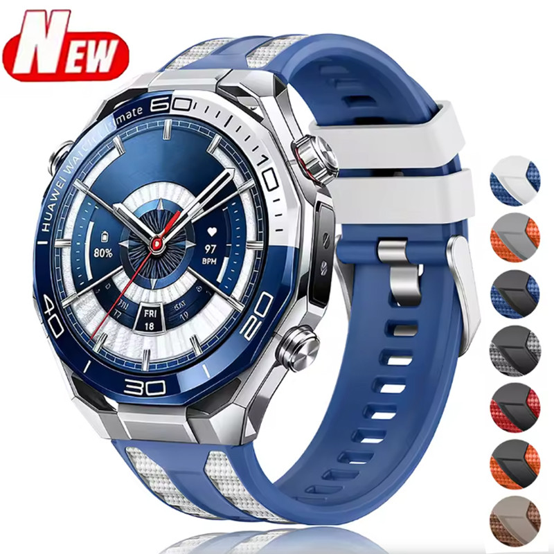 Dây đeo đồng hồ silicon hai màu cho Huawei Watch Ultimate 2 Dây đeo đồng hồ mềm mại thoáng khí 22mm 