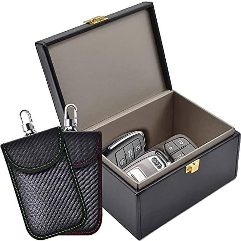 Hộp Faraday & 2 Gói Túi Faraday Cho Chìa Khóa Fob Bảo Vệ, Chìa Khóa Lồng Faraday Fob Chặn Tín Hiệu C