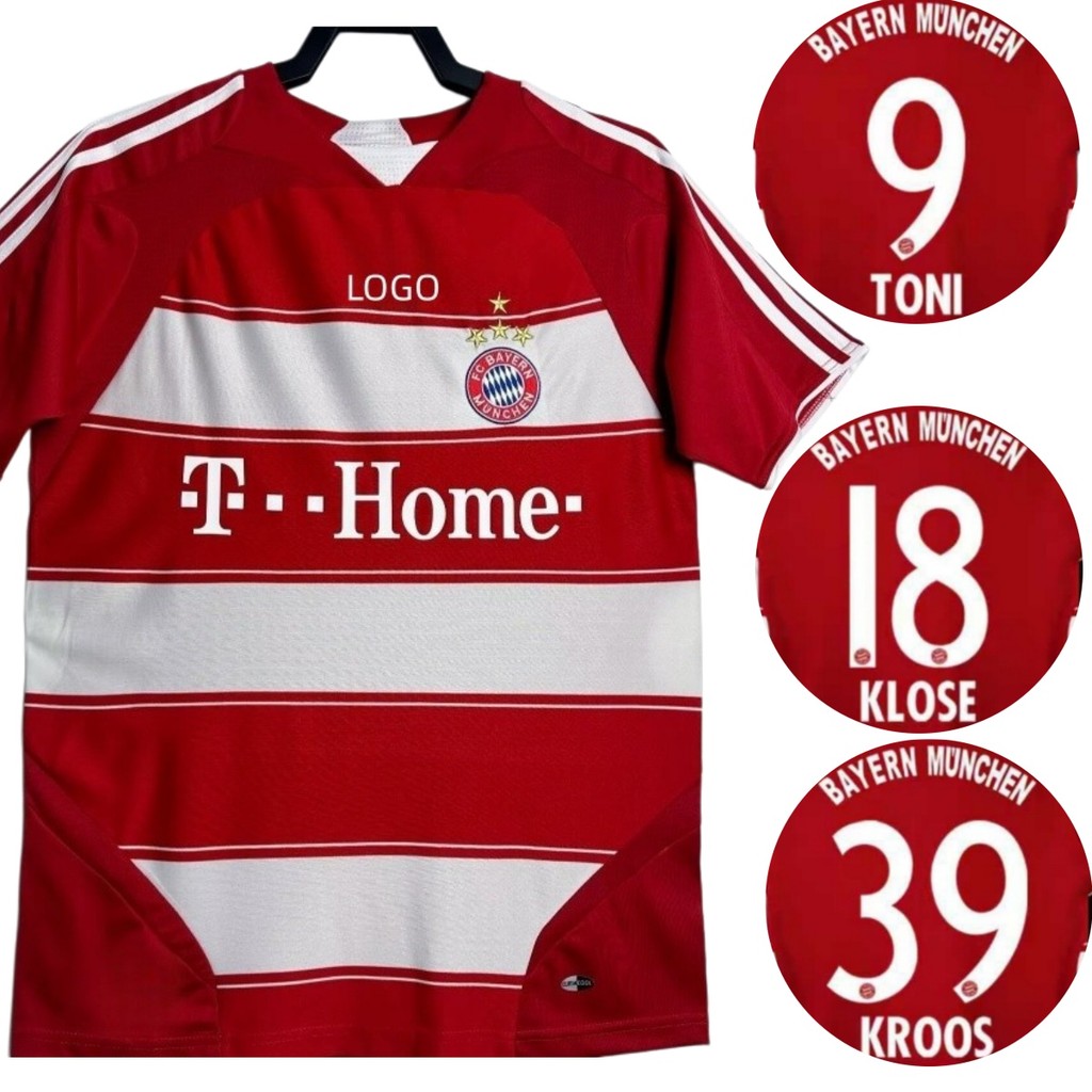 2007 / 08 Bayern Munich Retro Edition Áo bóng đá sân nhà Áo thun nam ngắn #9 TONI