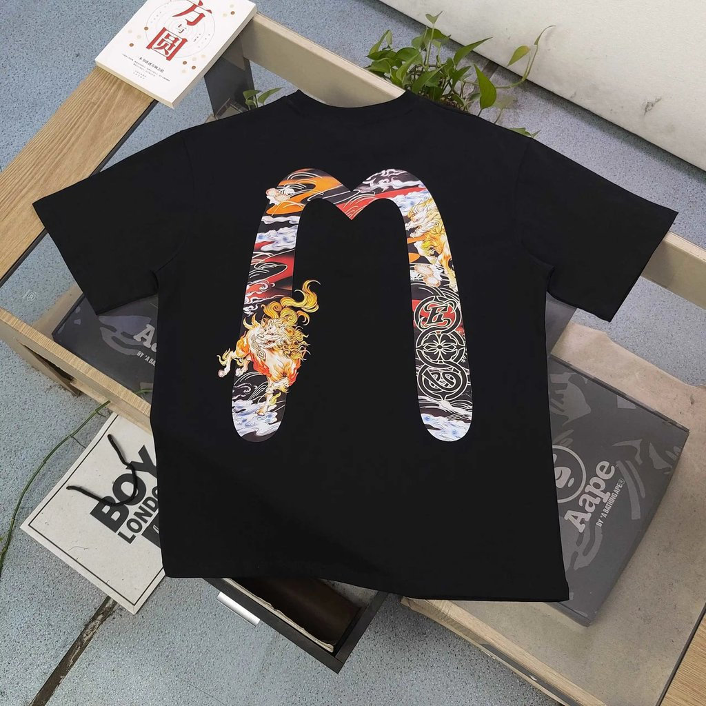 EVISU / God of Fortune 2026 Áo thun ngắn tay cổ tròn phong cách cặp đôi Áo thun in hình cổ tròn mùa 