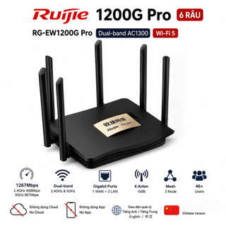 Bộ phát wifi Ruijie 1200G Pro 6 râu (chính hãng), kèm nguồn