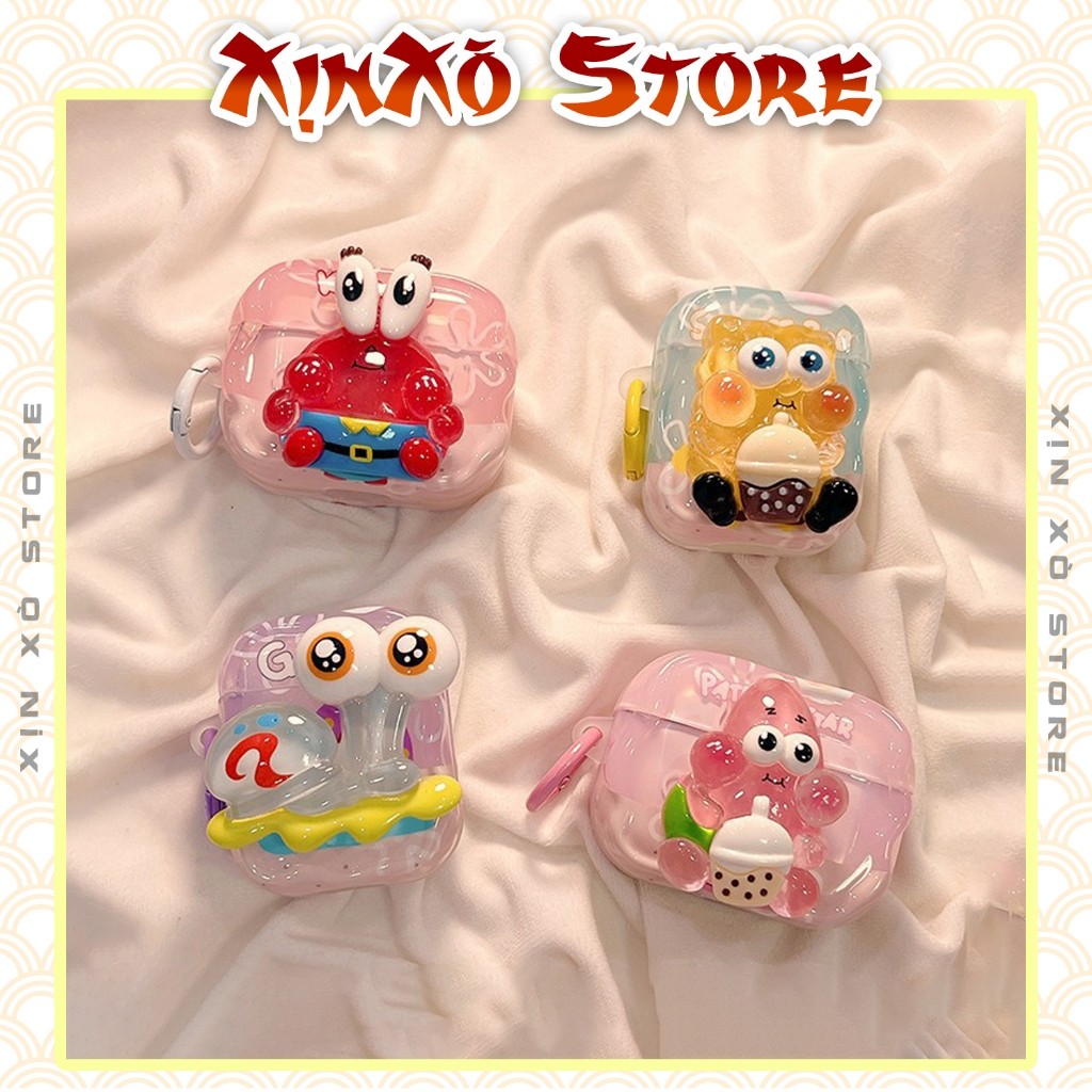 Vỏ ốp Airpod 2 3 4 Pro Pro 2 SpongeBob Collection Ngọc trong suốt Case Airpods dễ thương
