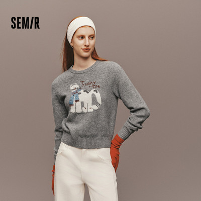 Semir Áo len dệt kim Jacquard mềm mại, phong cách mùa đông quyến rũ với họa tiết đáng yêu