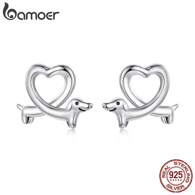 Bông tai xúc xích chó bạc 925, trang sức thời trang cho nữ, món quà độc đáo