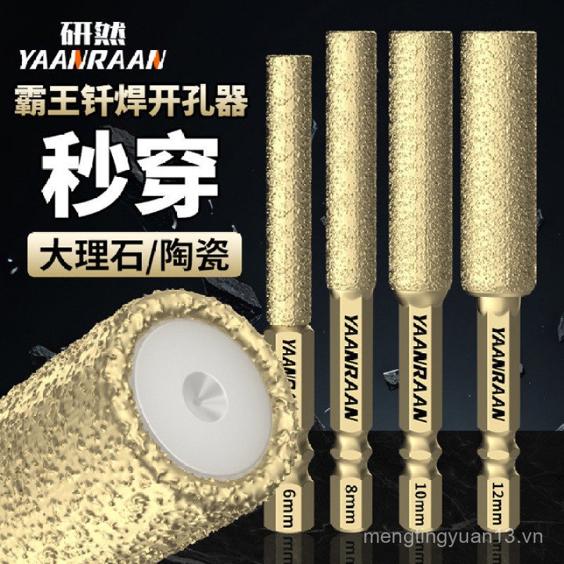 Mới Overlord Hàn Lỗ Dụng Cụ Mở Gốm Ngói Đấm Mũi Khoan Reaming Đầu Mài Cắt Khô Đấm Thủy Tinh Full Cát