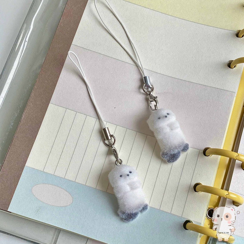 【Chamvn】Móc khóa điện thoại hình rái cá biển 3D bằng nhung mềm mại mặt dây chuyền điện thoại hình trái tim dễ thương