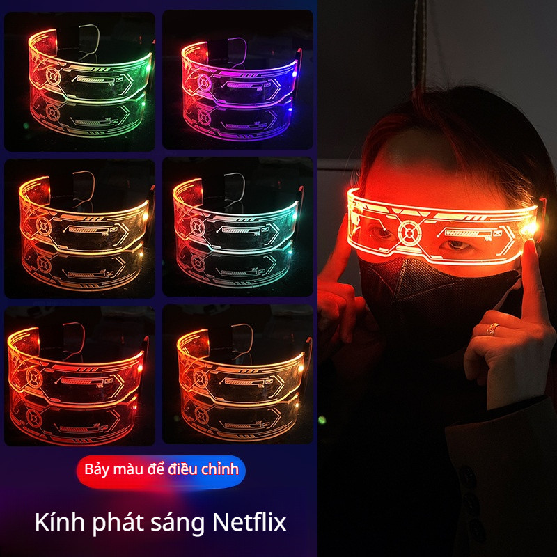 Luminous Glasses Long-term Use Fashion Smart Glasses Multi-color Adjustable Rainbow Comfortable to W