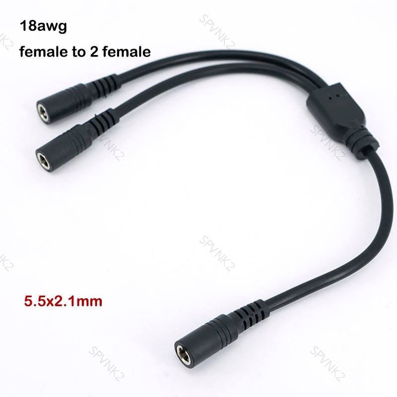 30CM 18awg Cáp chia DC nữ 3 chiều 1 nữ đến 2 nữ 2 chiều 5.5 * 2.1mm Đầu nối nguồn DC Dây nối dài VNK
