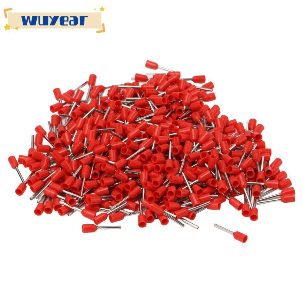 WUYEAR 1000 Cái Bộ Đầu Nối Ferrule Dây, Thiết Bị Đầu Cuối Ferrules Cách Nhiệt Màu Đỏ E0510 / E0512, 
