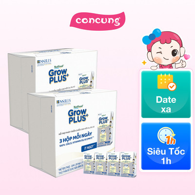 Thùng sữa GrowPLUS+ (Bạc), 4x110ml, 12 lốc (1 thùng 12 lốc hoặc 2 thùng 6 lốc )