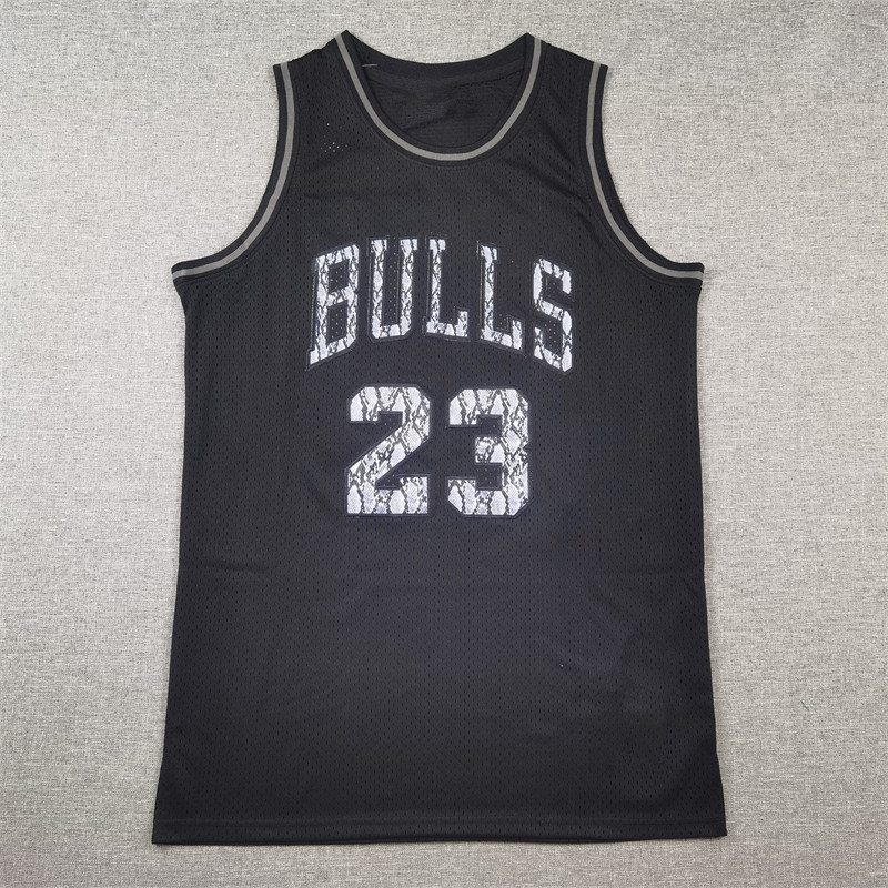 Áo sơ mi thêu màu đen Chicago Bulls