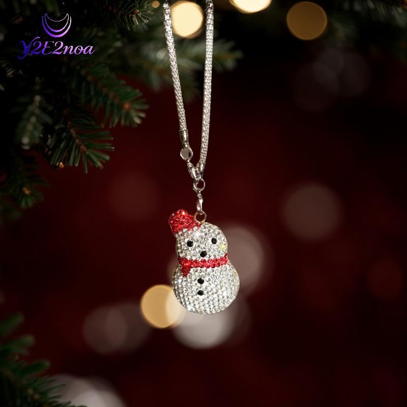 Y2E2noa Sáng Tạo Ông Già Noel Người Tuyết Ô Tô Gương Chiếu Hậu Mặt Dây Chuyền Kim Loại Kim Loại Kim 