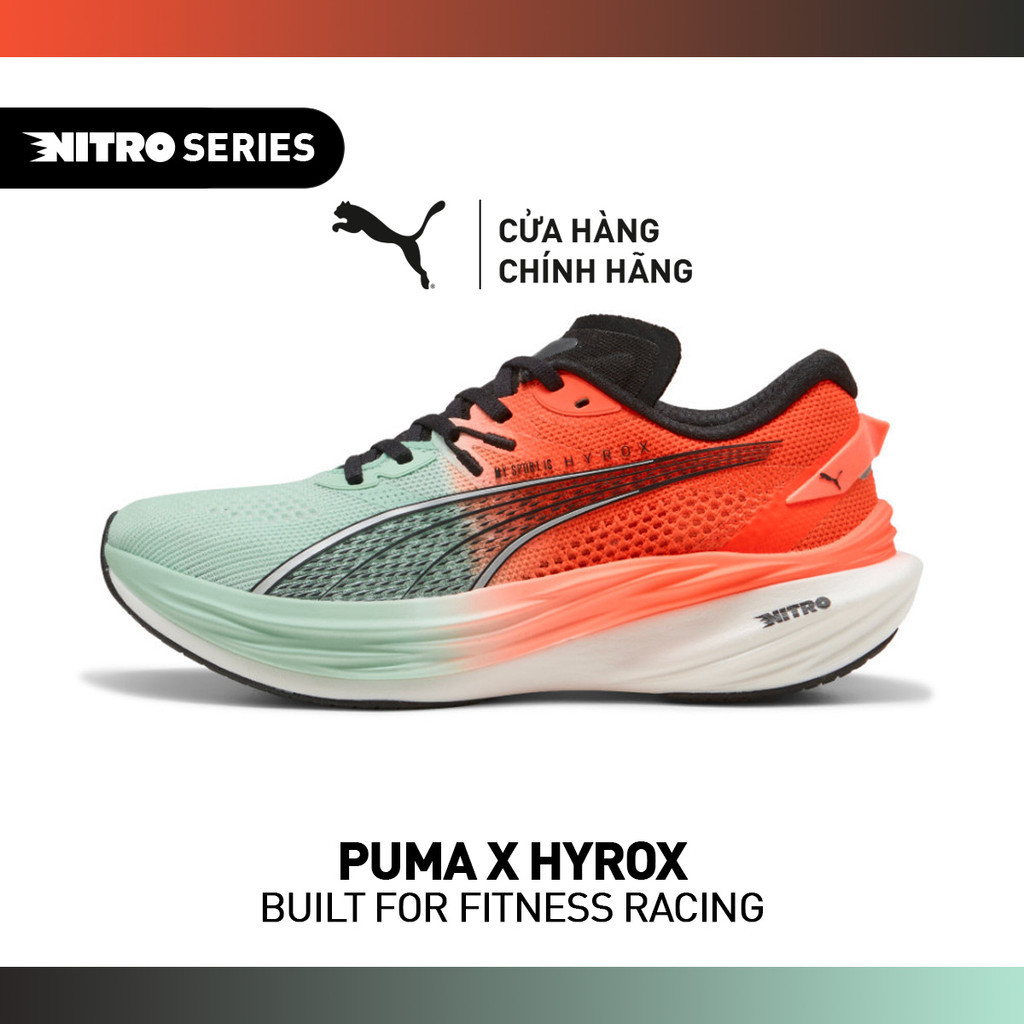 Giày Tập Luyện PUMA Nữ Deviate NITRO 3 HYROX Wns Mint Melt-Glowing Red Màu Xanh Lá