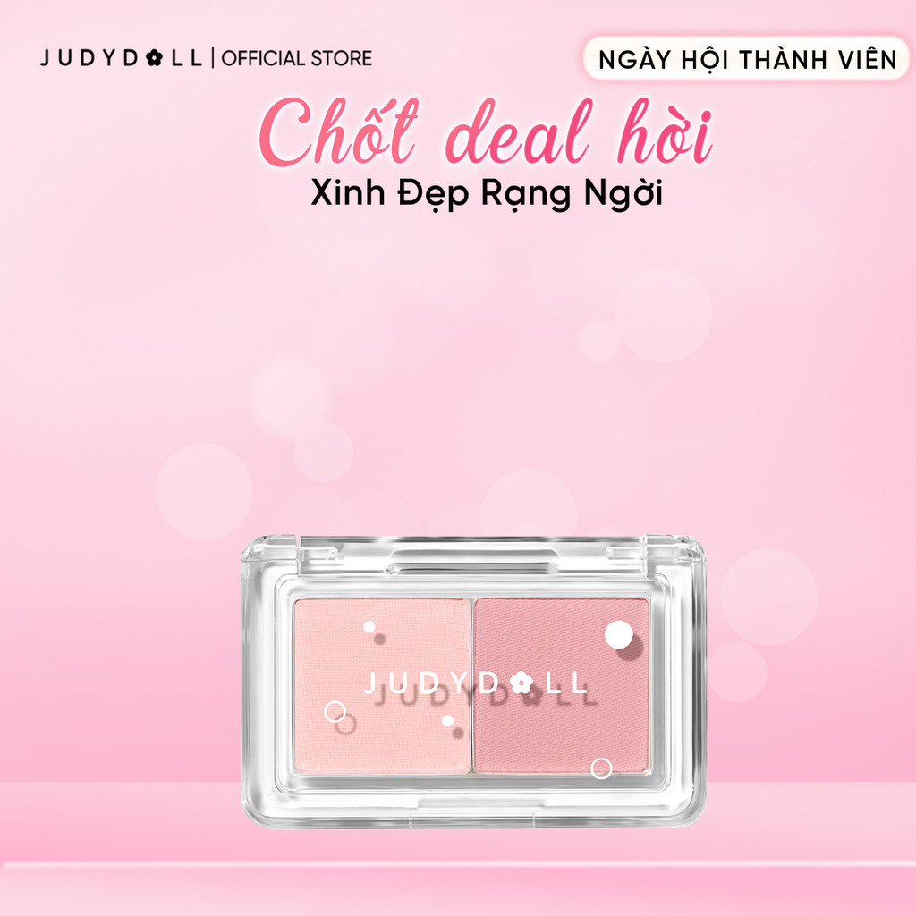 [NEW] JUDYDOLL Phấn Má Hồng 02 Ô Dual Color Blush Mịn lì Chuẩn Màu Dễ Tán Bắt sáng lì 3,9g