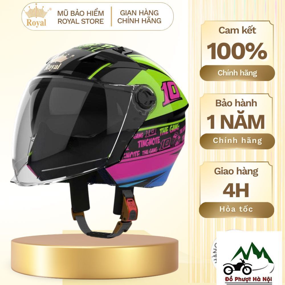 Mũ Bảo Hiểm 3/4 Royal Chính Hãng M268 Design 2 Kính, Nón Bảo Hiểm 3/4 Royal Tiện Đi Xa Hợp Nam Nữ