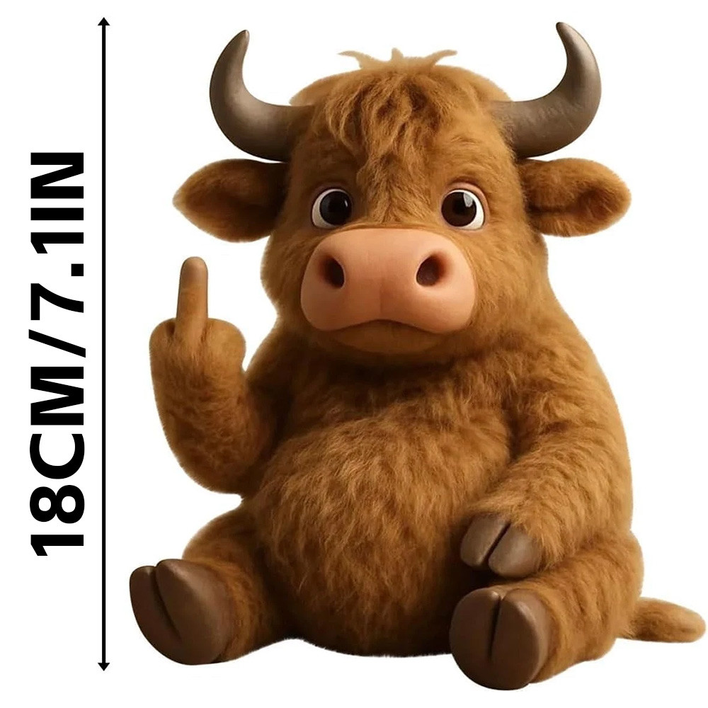 Middle Finger Plush Highland Cow Middle Finger Plush Animals Stuffed Toy