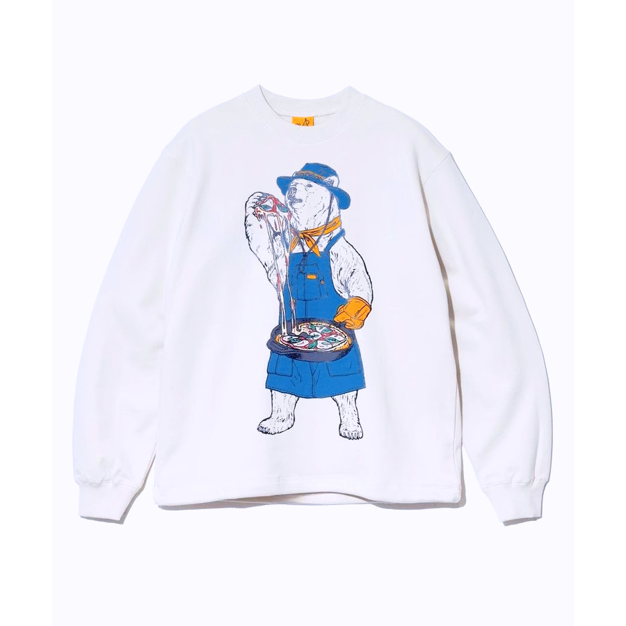 Go Slow Caravan Pussy with Beer / polar Bear In dáng rộng cổ tròn dài tay 100% Áo thun Cotton cao cấ