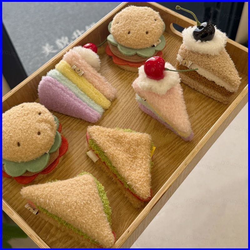 SV Hamburger Bánh sandwich Sang Trọng Búp Bê Mô Phỏng Thực Phẩm Đồ Chơi Nhồi Bông Móc Khóa Mặt Dây C
