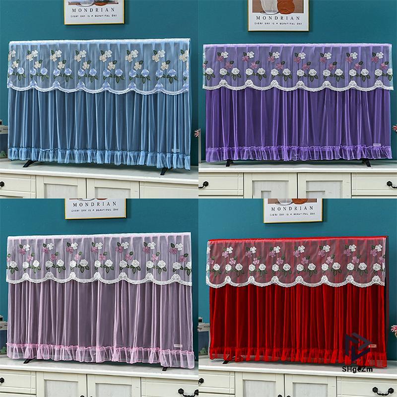 [SHgeZm] 32 Inch 42 Inch TV Bụi Cover Thêu Ren Mỏng LCD Bảo Vệ TV Treo Tường Màn Hình TV Màn Hình Vả