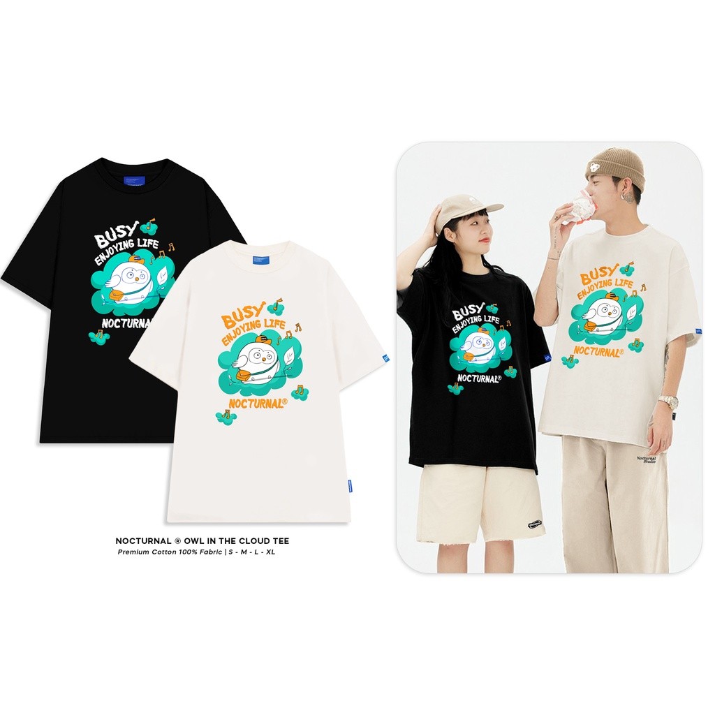 Áo Thun NOCTURNAL Owl In The Cloud Tee Cotton 100%  Unisex Form Rộng Tay Lỡ Oversize Local Brand