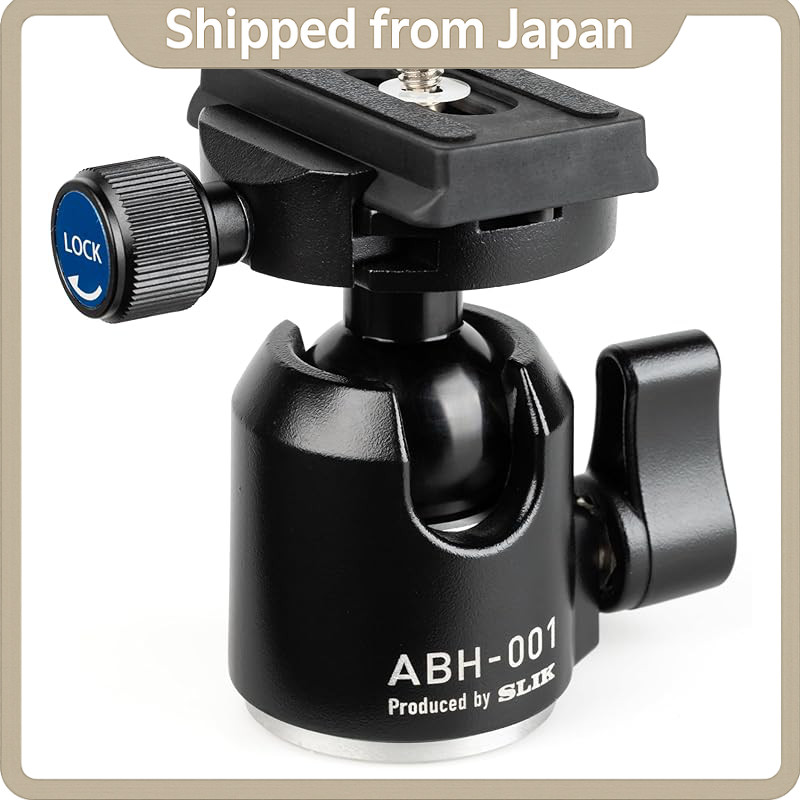 SLIK ABH-001 Camera Ball Head - Arca‑Swiss Compatible Quick Release, 90mm Height, 1/4 & 3/8 Dual Mou