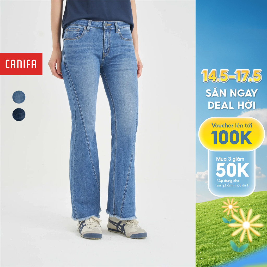 Quần jeans nữ CANIFA quần bò ống loe cạp cao tôn dáng 6BJ24S003