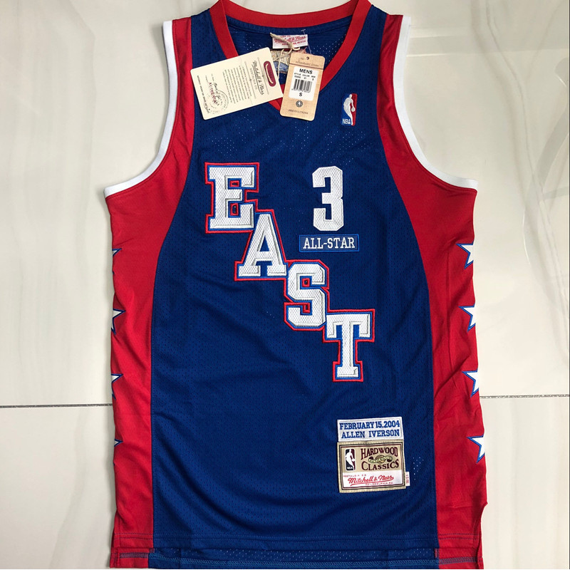 JOCELLEN Hombre 2004 All-Star Philadelphia 76ers Allen Iverson Mitchell Ness Hardwood Classic Jersey