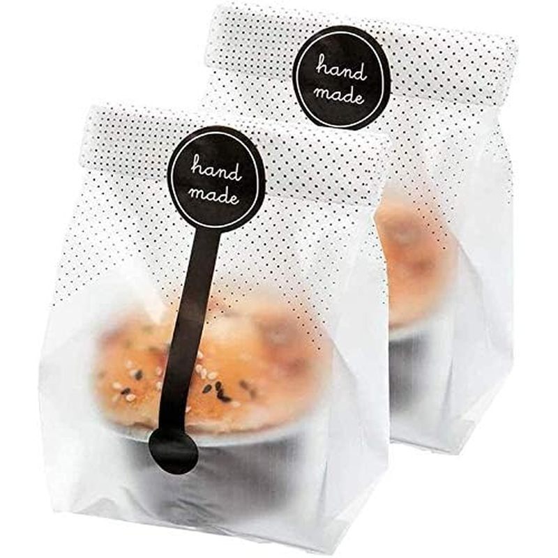 Bakery Bags with 100pcs Hand made Stickers for Cookie Cake Chocolate Candy Snack Wrapping Good for B
