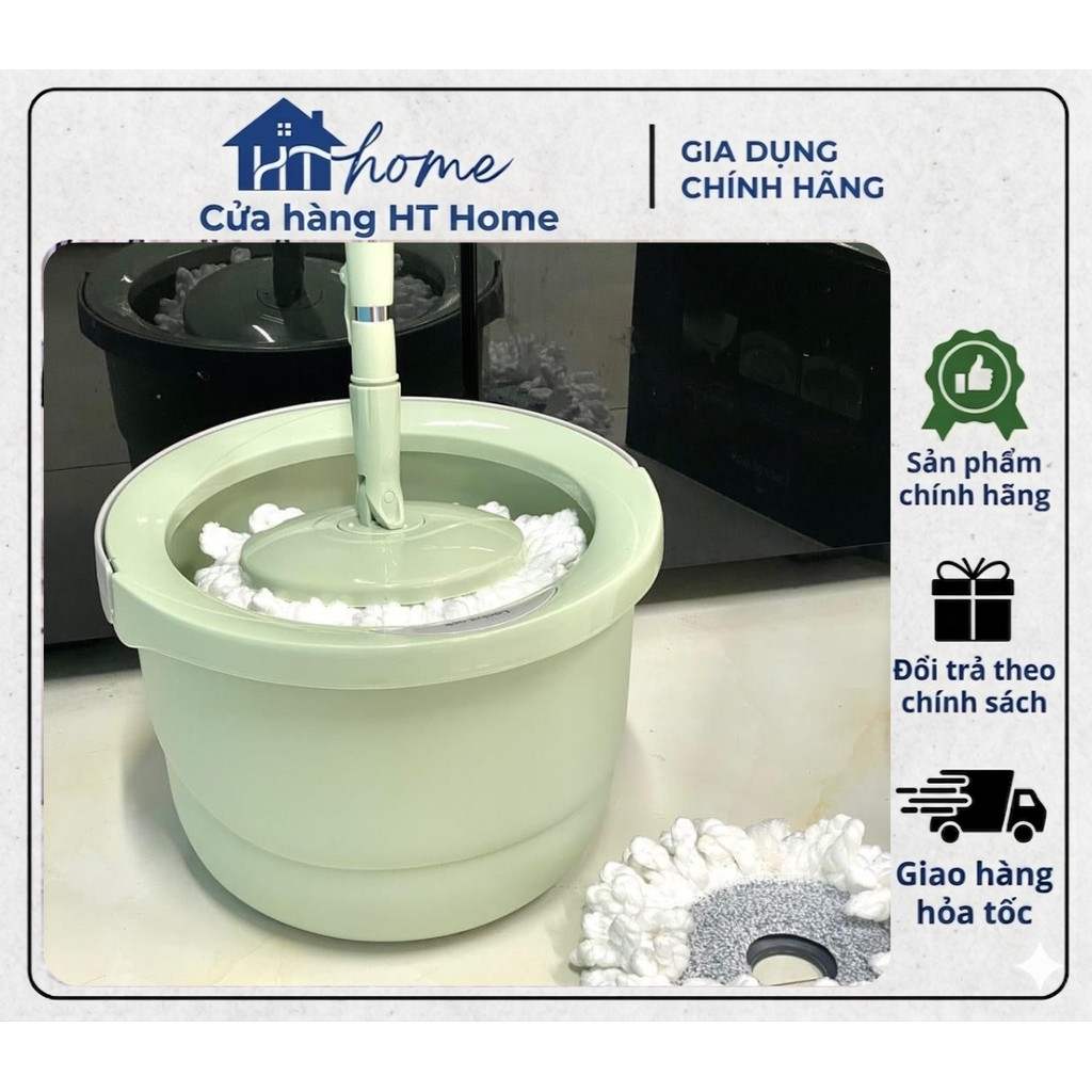 Bộ cây lau nhà xoay tay LocknLock  ETM498MIT  Corner 2 bông lau - Hàng chính hãng