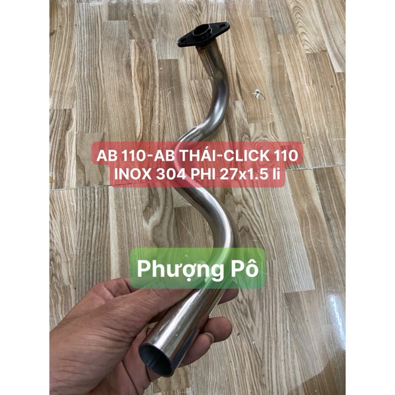 Cổ pô inox 304 phi 27x1.5 gắn zin cho AB THÁI-AB 110-Click 110