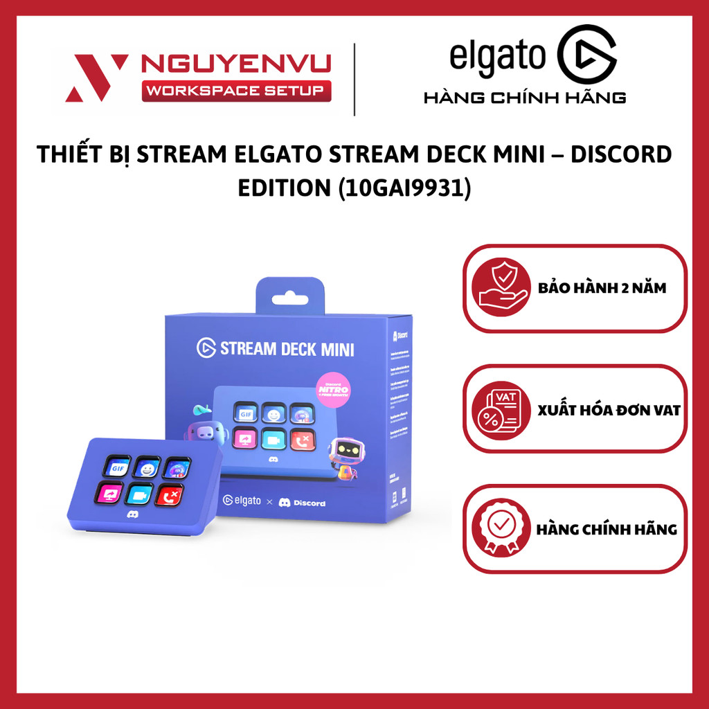 [FULL VAT] Thiết bị stream Elgato Stream Deck Mini Discord Edition, 6 phím LCD tùy chỉnh, Cáp USB 2.