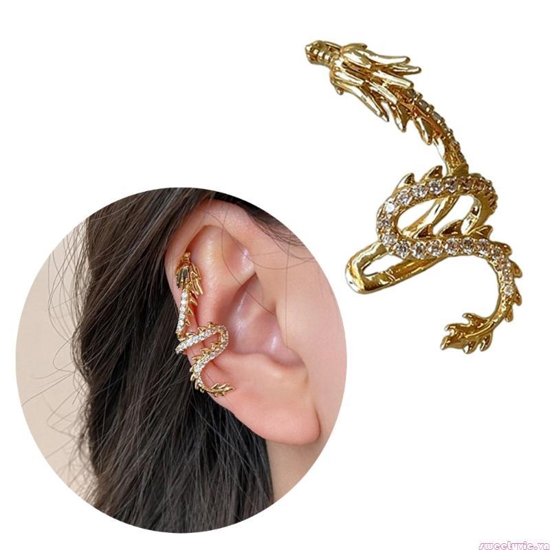 Dragon Clip On Earrings for  Pierced Ears Unique and Stylish Ear Wrap Studs