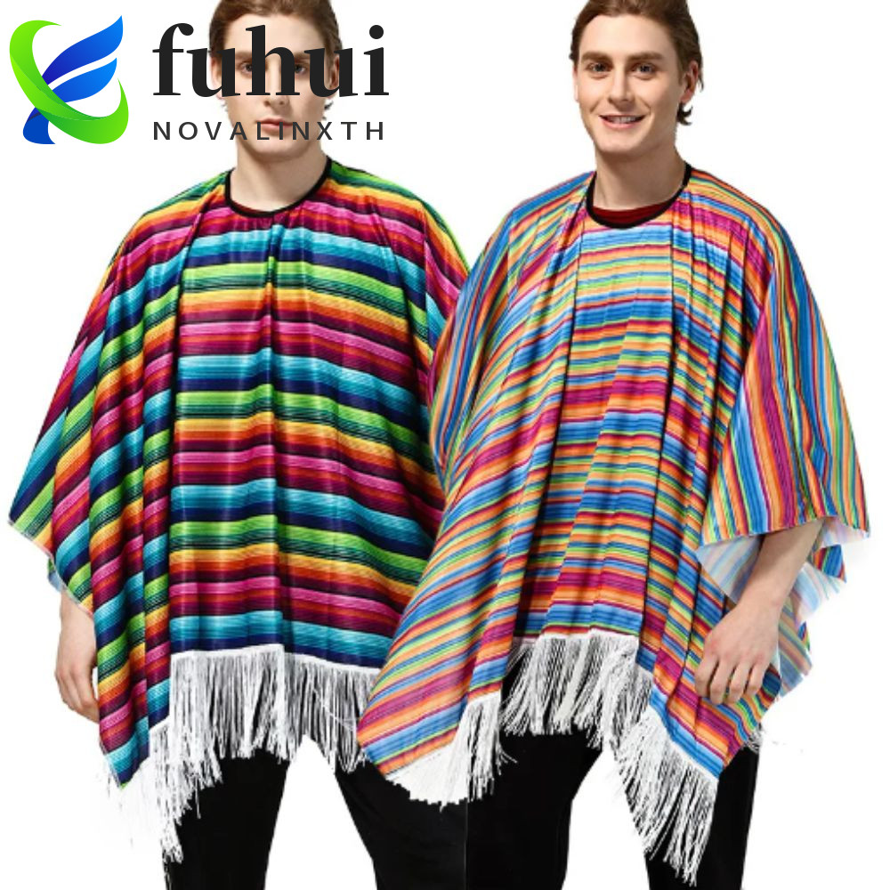 FUHUI Trang Phục Mexico, Áo Choàng Dân Tộc Cosplay Phong Cách Mexico Áo Choàng, Lễ Hội Halloween Cầu