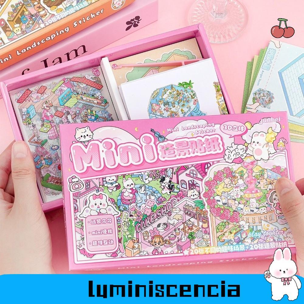 Sách dán phong cảnh LUMINISCENCIA, Phim hoạt hình PET Cabin Scene Pocket Sticker, Nhà thu nhỏ dễ thư