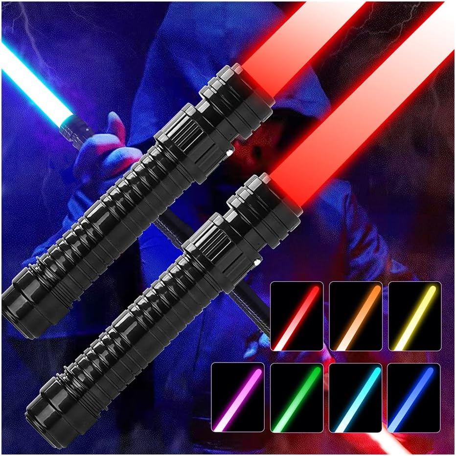 Light Up Swords Sabre cho trẻ em, 2 gói 7 màu Đồ chơi kiếm ánh sáng có thể mở rộng có âm thanh FX (N