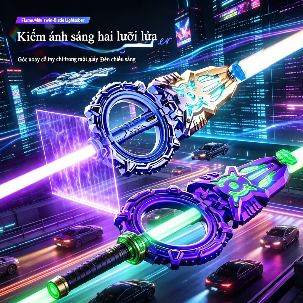 Thanh kiếm lửa bán chạy Thanh kiếm Laser hai lưỡi xoay thanh kiếm phát sáng cho bé trai trẻ em