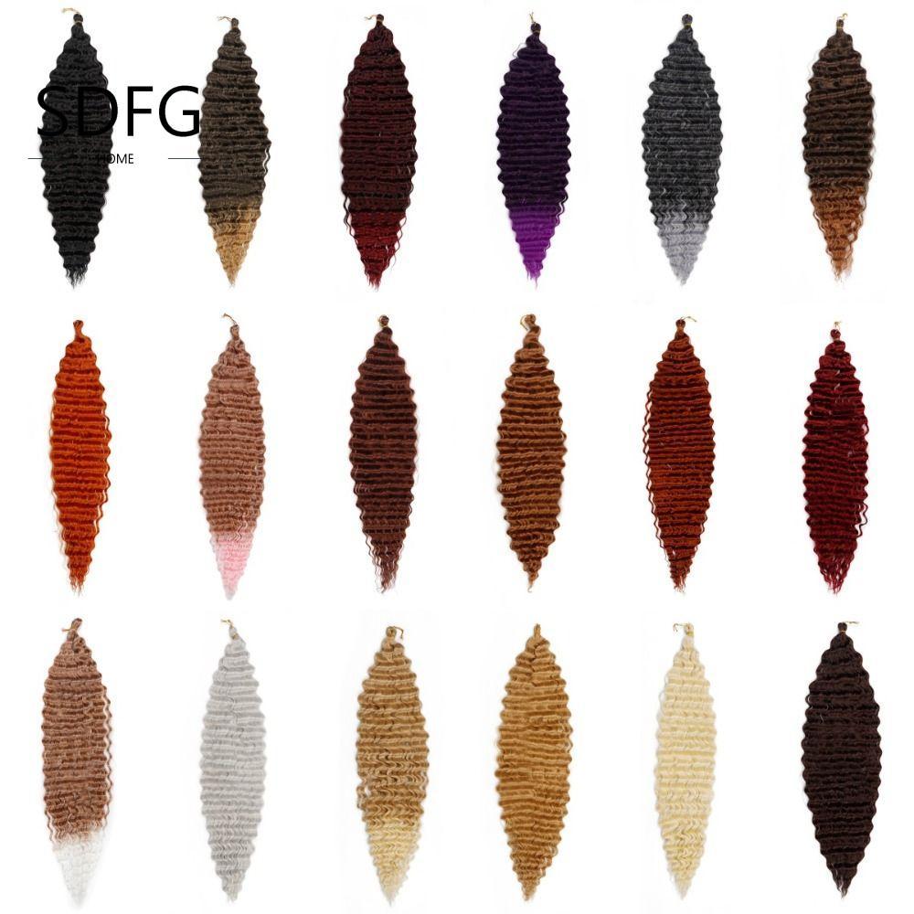 SDFG Deep Wave Crochet Hair, Ombre Afro Curls Passion Twist Braid Hair Extension, Fluffy Water Wave 