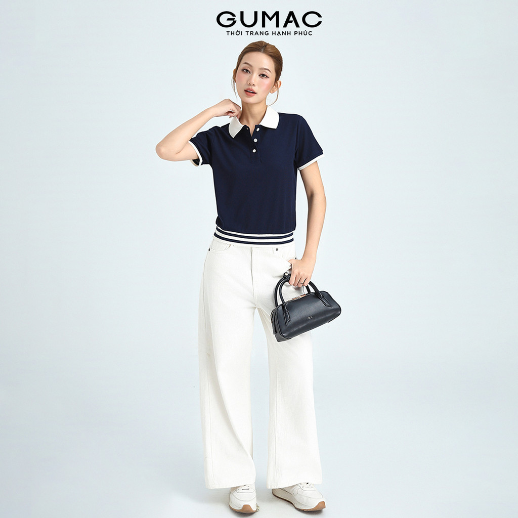 Quần jeans nữ trắng ống suông thắng cơ bản jeans thoáng mát thời trang GUMAC LQJF1102