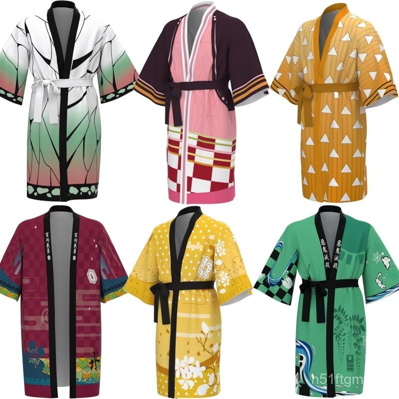 Đồ lưu niệm anime Demon Slayer: Áo khoác Haori kimono, trang phục Tanjiro Kamado, áo choàng tắm, áo 