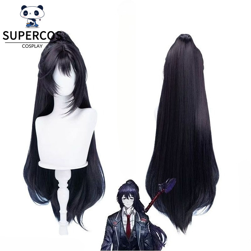 Limbus Company Hong Lu Cosplay Tóc Giả Màu Tím Đậm Đuôi Ngựa Tóc Tổng Hợp Dài