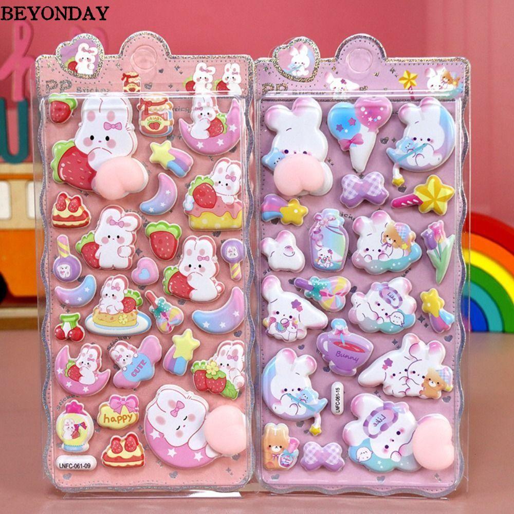 BEYONDAY Squishy Miếng Dán Giảm Căng Thẳng, Thỏ Capybara Puffy Sticker, Cắt Dán Dễ Thương Làm DIY Tr