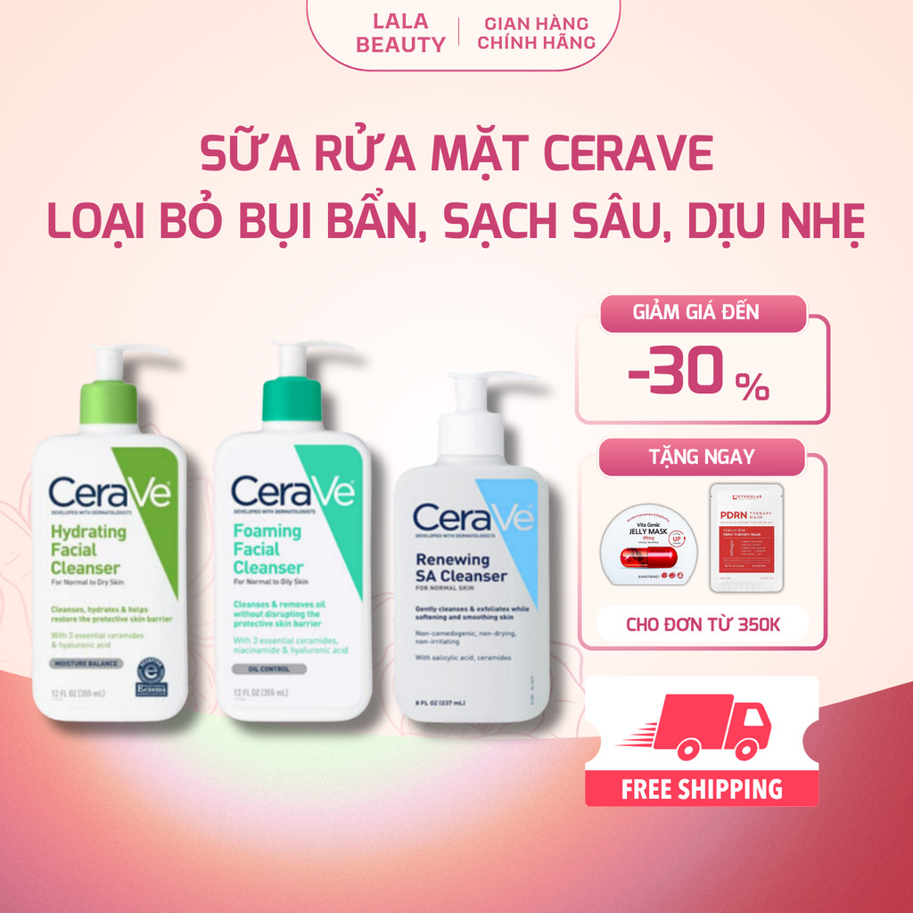 Sữa Rửa Mặt CeraVe SA Smoothing, Hydrating, Foaming Cleanser Cho Da Dầu Mụn, Khô, Nhạy Cảm 236/473ml