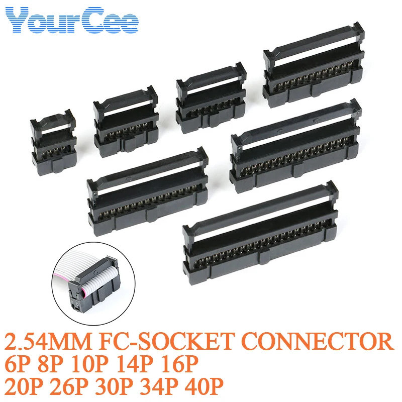 10 chiếc 2.54mm Pitch IDC Connector FC Ổ cắm kết nối hàng kép FC-10P ISP FC-6P FC-8P FC-14P FC-16P F