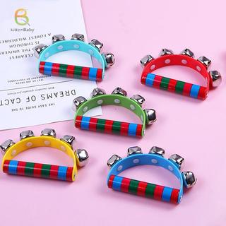 [Baby-t] 1 Nhạc cụ trí tuệ dành cho trẻ em Chuông tay kèm 5 chuông Jingle Bells Tay cầm bằng gỗ Nhạc cụ cho lớp nhạc [mới]