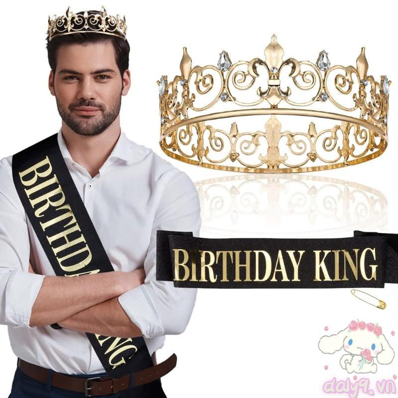 Dal Prom King Queen Sash Birthday King Crowns Set dành cho nam Đảng Cung cấp lễ kỷ niệm