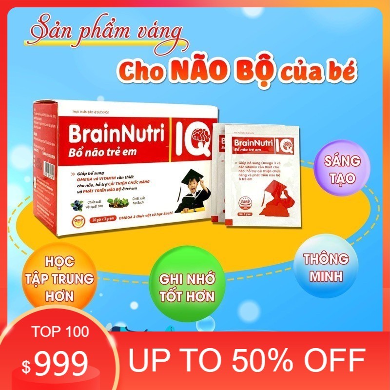 Brain Nutri IQ cốm bổ não trẻ em hộp 20 gói - hỗ trợ chức năng và phát triển não bộ của trẻ
