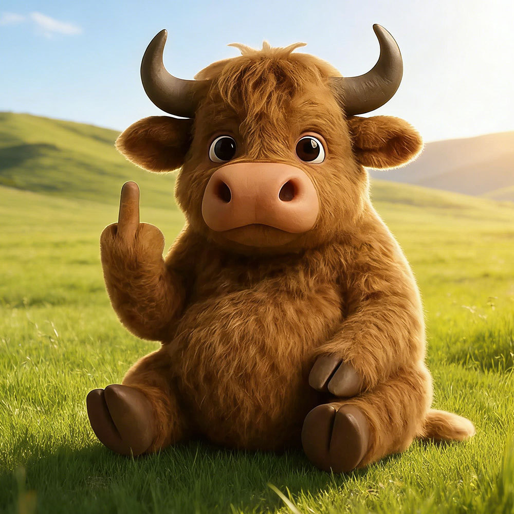Middle Finger Plush Highland Cow Middle Finger Plush Animals Stuffed Toy