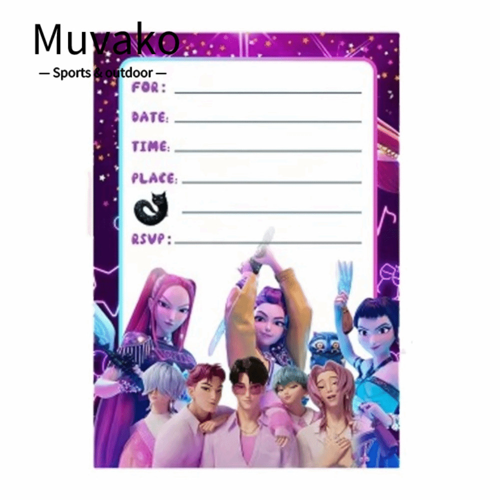 Muvako MUVAKO 12 Cái Bộ Thiệp Chúc Mừng Sinh Nhật Anime, Chủ Đề Thợ Săn Quỷ Kpop Đồ Dùng Tiệc Sinh N