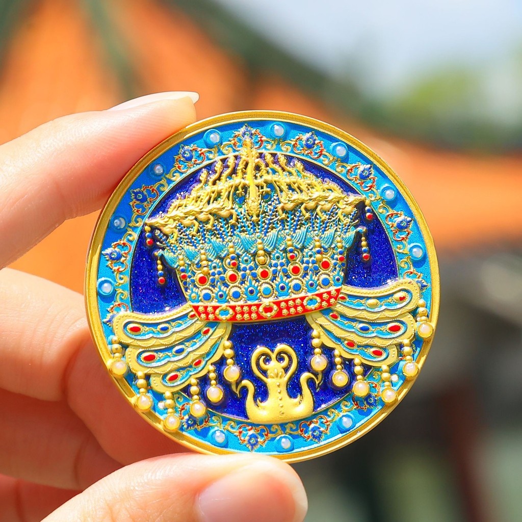 Kho báu quốc gia Cửu Long Jiufeng Sơn ba chiều Huy chương tiền xu kỷ niệm Cung điện Bắc Kinh Bảo tàn