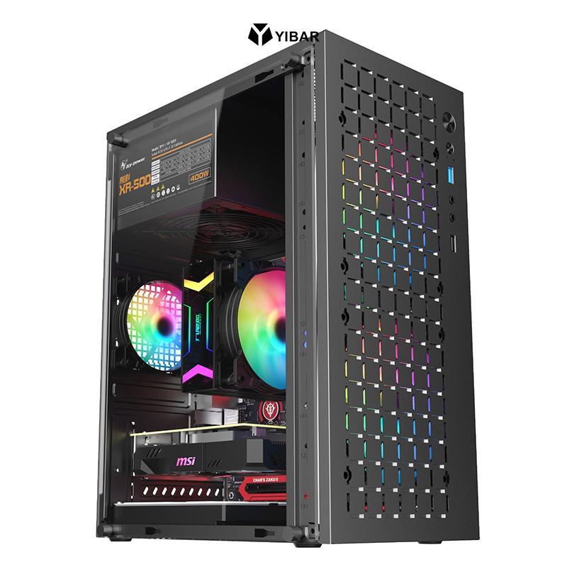 YIBAR Micro ATX / ITX Trong Suốt DIY PC Case Kính Desktopputer Case HDD + SSD ATX Power Supply 250mm